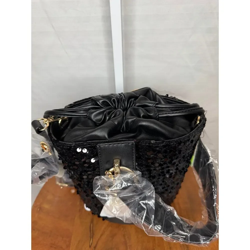 Badgley Mischka Black Sequin Bucket Bag NWT Crossbody MSRP $159